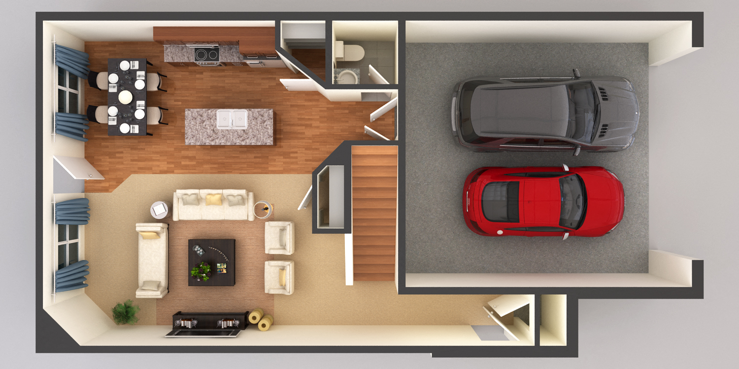 Floor plan for 3 beds, 2.5 baths, 2166 sqft